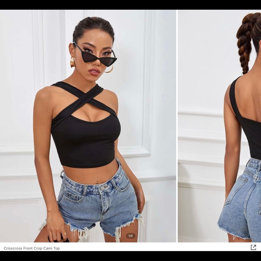 Cross Front Crop Top - Picture 1 of 10